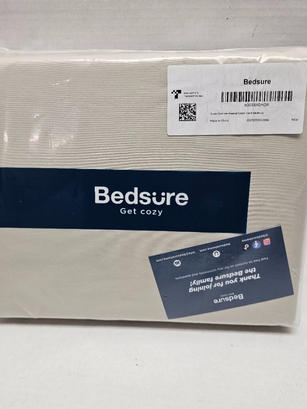 New Twin Bedsure Get Cozy Beige Tan Duvet Cover Pillowcase Set Polyester NWT